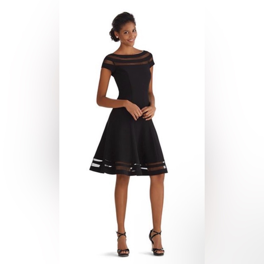 Classic Sheer Accent Cocktail Fit & Flare Sz Large 12 Cocktail Office NWT #1